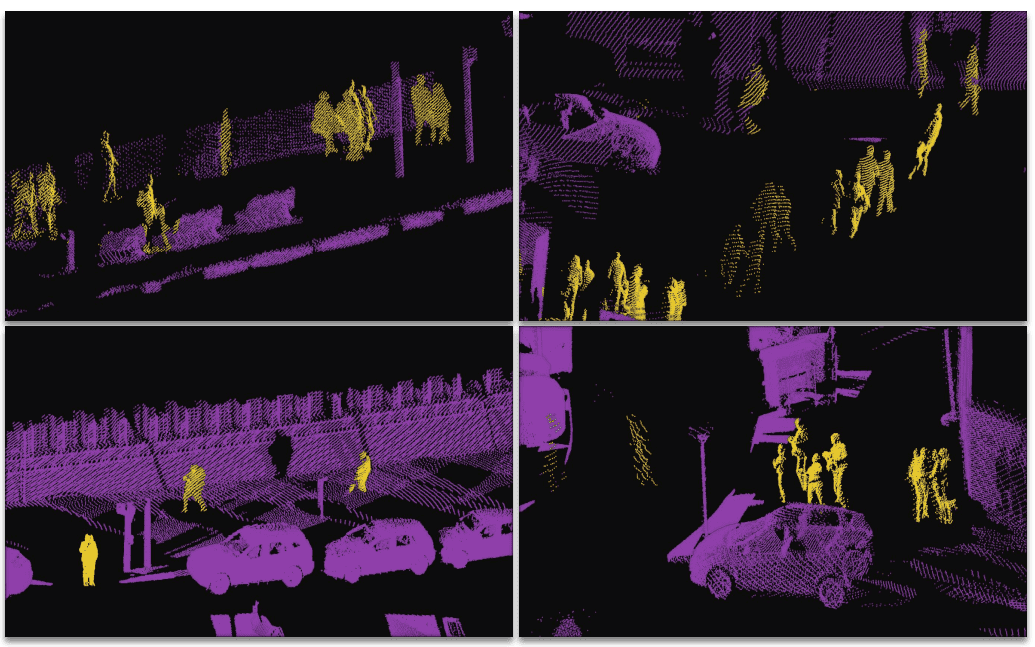 Classified pedestrian point clouds